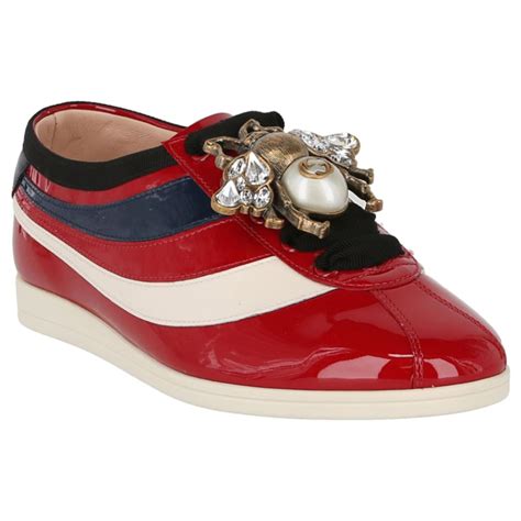 gucci falacer red|Gucci Falacer Patent Leather Sneaker Red Vernice Crystal .